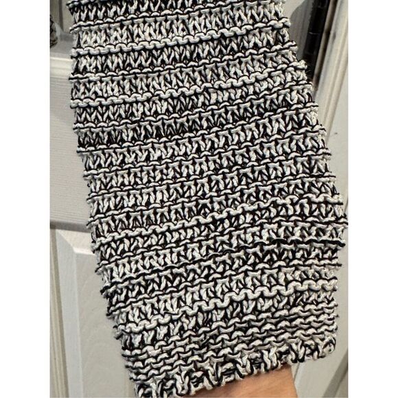 Helmut Lang Sweater Open Knit Long Sleeve Black White Grey Wide Neck Pullover L - Picture 13 of 15